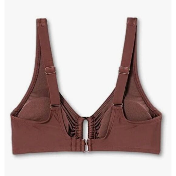 KONA SOL | NWT Brown Rectangle Bralette Bikini Top Adjustable Strap | Size Large - Picture 2 of 8